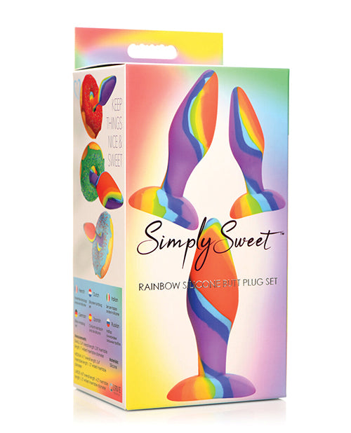 Curve Toys Simply Sweet Rainbow Silicone Butt Plug Set - LUST Depot