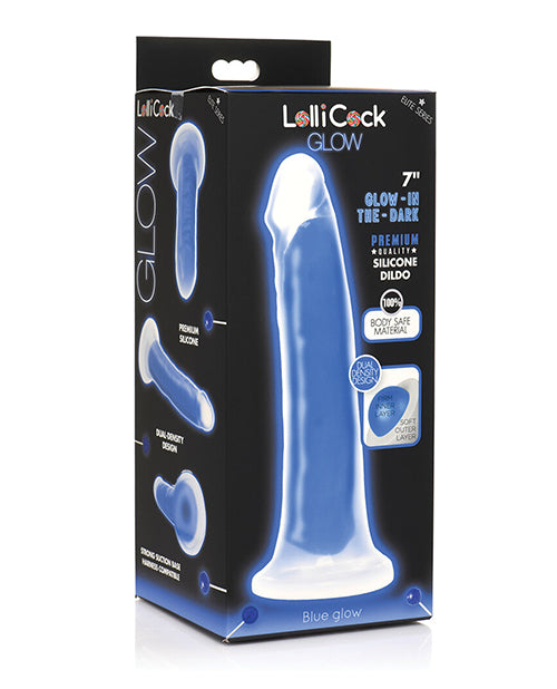 Curve Toys Lollicock 7" Glow In The Dark Silicone Dildo - Blue - LUST Depot