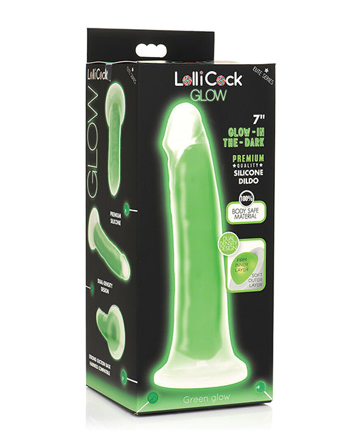 Curve Toys Lollicock 7" Glow In The Dark Silicone Dildo - Green - LUST Depot