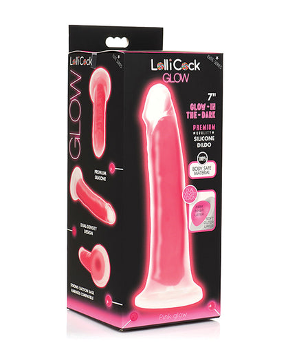 Curve Toys Lollicock 7" Glow In The Dark Silicone Dildo - Pink - LUST Depot