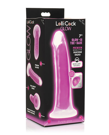 Curve Toys Lollicock 7" Glow In The Dark Silicone Dildo - Purple - LUST Depot