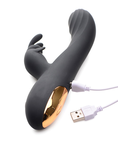 Curve Novelties Power Bunnies Cuddles 10x Silicone Rabbit Vibrator - Black - LUST Depot