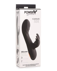 Curve Novelties Power Bunnies Cuddles 10x Silicone Rabbit Vibrator - Black