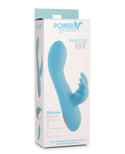 Curve Novelties Power Bunnies Snuggles 10x Silicone Rabbit Vibrator - Blue - LUST Depot