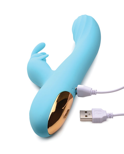 Curve Novelties Power Bunnies Snuggles 10x Silicone Rabbit Vibrator - Blue - LUST Depot