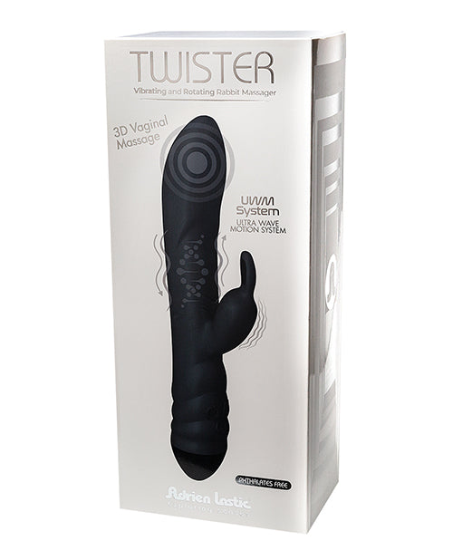 Adrien Lastic Twister Clitoral Sucker & Vibrating Rabbit - Black - LUST Depot