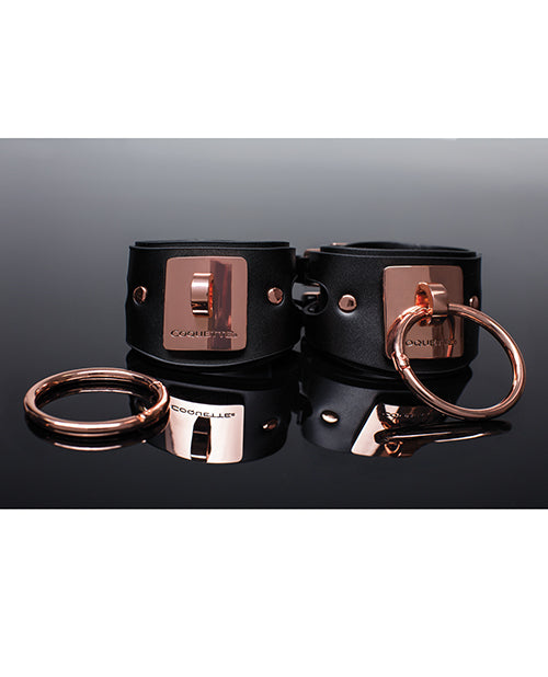 Pleasure Collection Adjustable Handcuffs - Black-rose Gold - LUST Depot