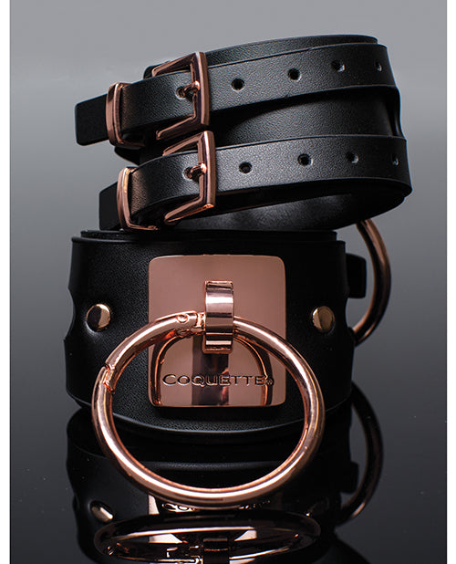 Pleasure Collection Adjustable Handcuffs - Black-rose Gold - LUST Depot