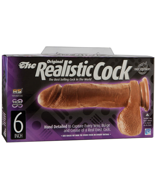 6" Realistic Cock W-balls - Brown - LUST Depot