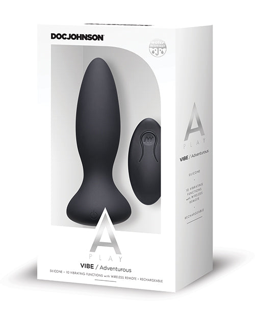 A Play Rechargeable Silicone Adventurous Anal Plug W-remote - Black - LUST Depot