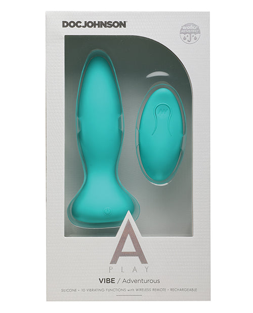 A Play Rechargeable Silicone Adventurous Anal Plug W-remote - Teal - LUST Depot