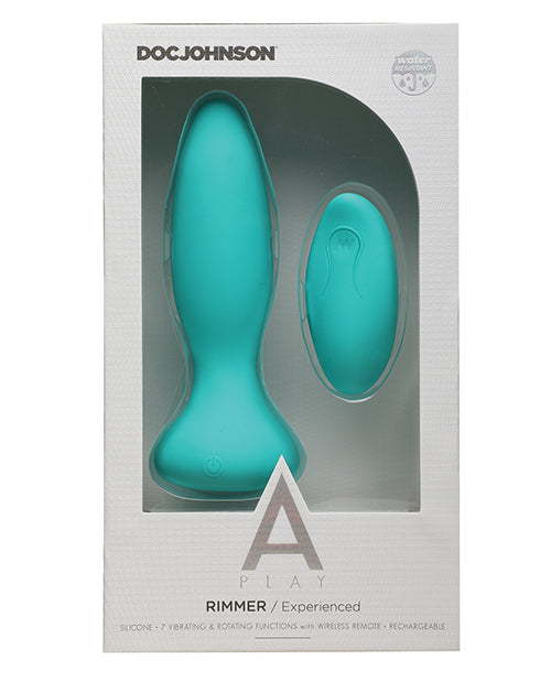 A Play Rimmer Experienced Rechargeable Silicone Anal Plug W-remote - Teal - LUST Depot