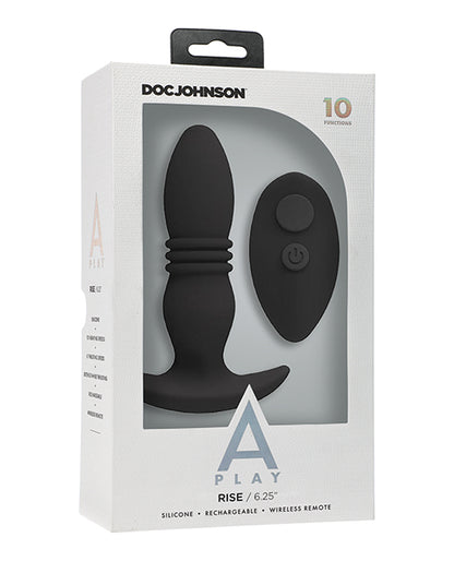 A Play Rise Rechargeable Silicone Anal Plug W-remote - Black - LUST Depot