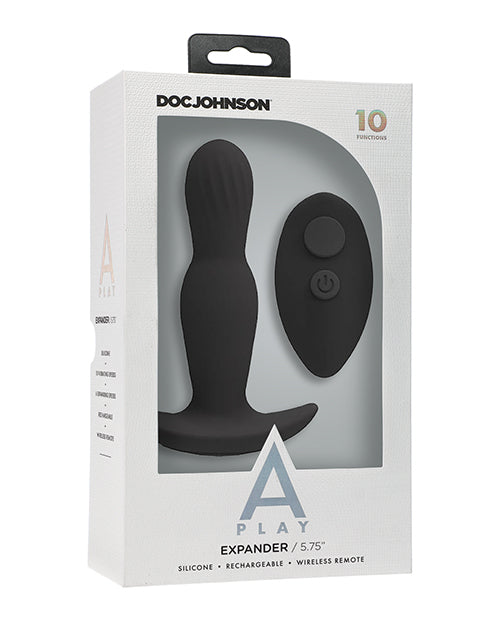 A Play Expander Rechargeable Silicone Anal Plug W-remote - Black - LUST Depot