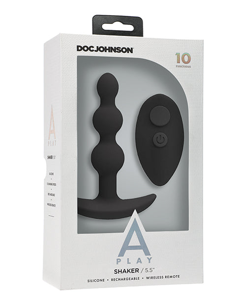 A Play Shaker Rechargeable Silicone Anal Plug W-remote - Black - LUST Depot