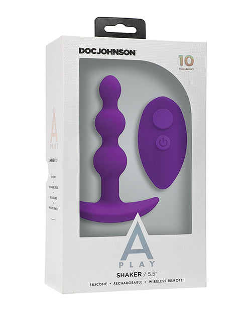 A Play Shaker Rechargeable Silicone Anal Plug W-remote - Purple - LUST Depot