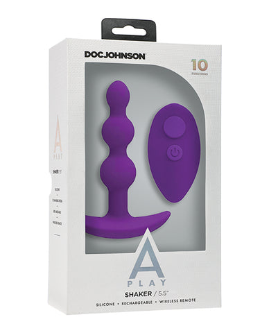 A Play Shaker Rechargeable Silicone Anal Plug W-remote - Purple