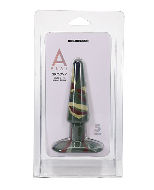 A Play 5" Groovy Silicone Anal Plug - Camouflage - LUST Depot