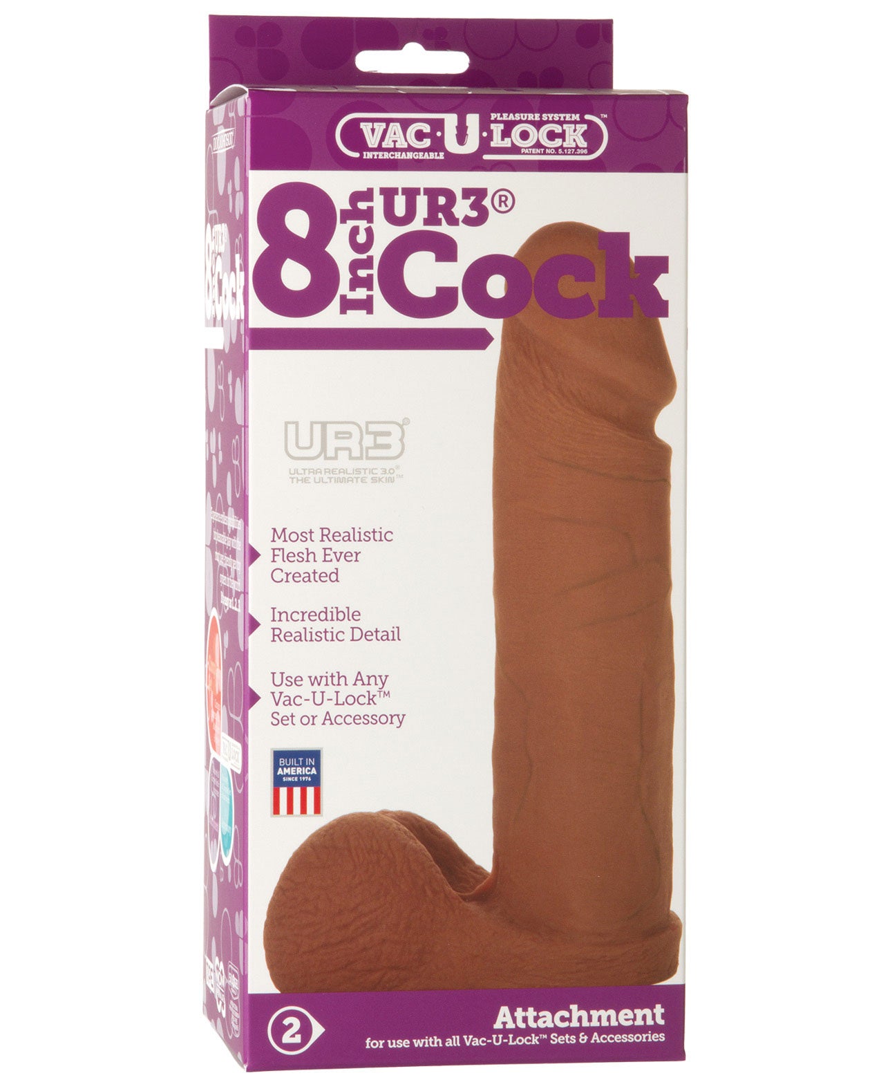 Vac-u-lock 8" Ultraskyn Cock Attch. - Brown - LUST Depot