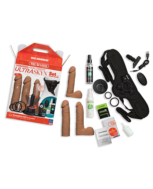 Vac-u-lock Vibrating Dual Density Ultraskyn Set W-wireless Remote - Caramel - LUST Depot