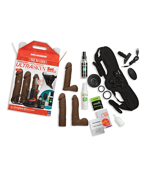 Vac-u-lock Vibrating Dual Density Ultraskyn Set W/wireless Remote - Chocolate - LUST Depot