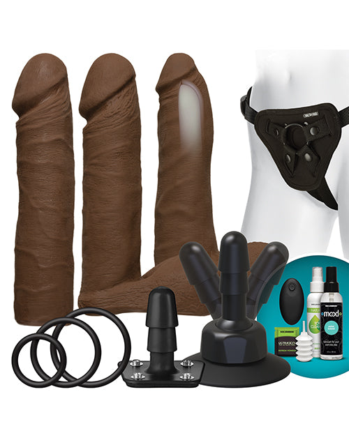 Vac-u-lock Vibrating Dual Density Ultraskyn Set W/wireless Remote - Chocolate - LUST Depot