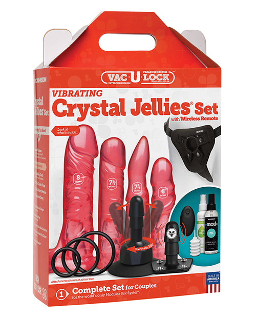 Vac-u-lock Vibrating Crystal Jellies Set W-wireless Remote - Pink - LUST Depot