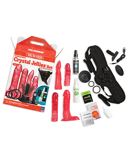 Vac-u-lock Vibrating Crystal Jellies Set W-wireless Remote - Pink - LUST Depot