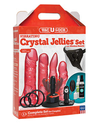 Vac-u-lock Vibrating Crystal Jellies Set W-wireless Remote - Pink