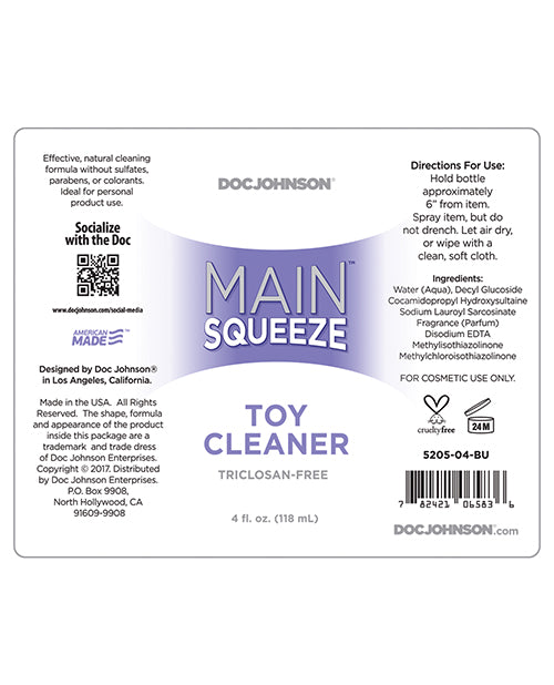 Main Squeeze Toy Cleaner - 4 Oz - LUST Depot