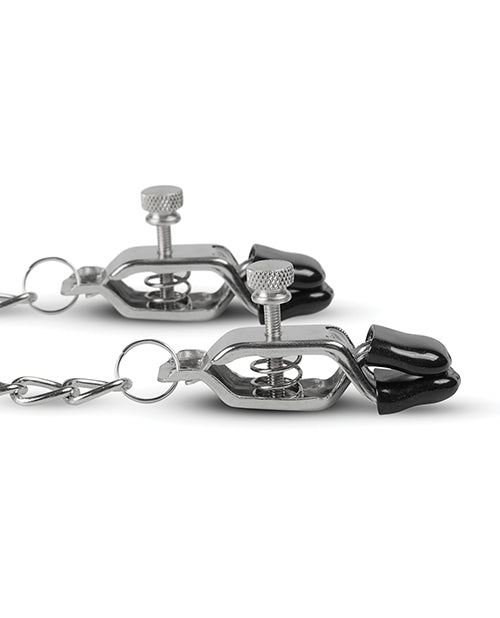 Easy Toys Big Nipple Clamps W-chain - Silver - LUST Depot