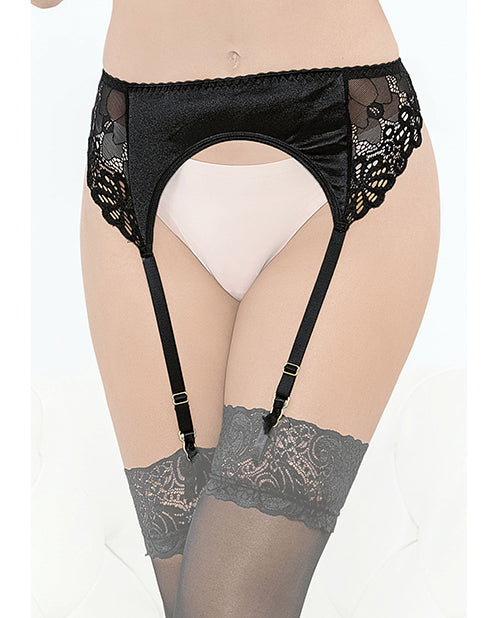 Satin & Lace Garterbelt Black Lg - LUST Depot