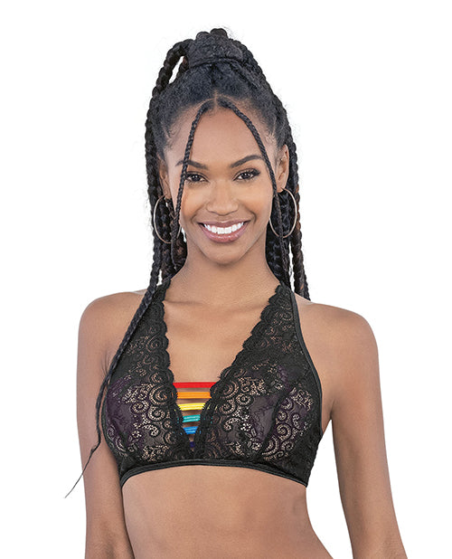 Pride Lace Rainbow Strappy Top Black O/s - LUST Depot