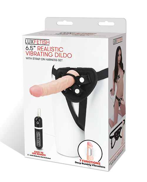 Lux Fetish 6.5" Realistic Vibrating Dildo W-strap On Harness Set - LUST Depot