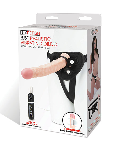 Lux Fetish 8.5" Realistic Vibrating Dildo W-strap On Harness Set - LUST Depot