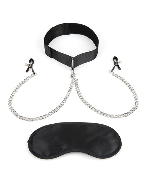 Lux Fetish Collar & Nipple Clamps W-adjustable Pressure Clamps - LUST Depot