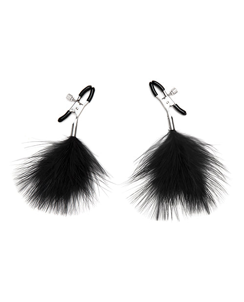 Lux Fetish Feather Nipple Clips - Black - LUST Depot