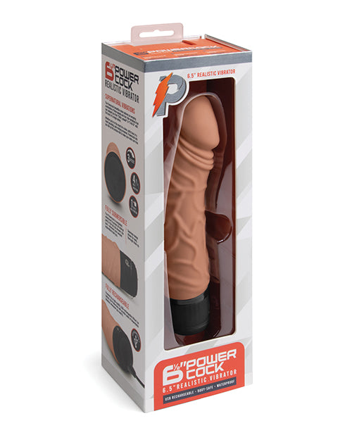 Powercocks 6.5" Realistic Vibrator - Mocha - LUST Depot