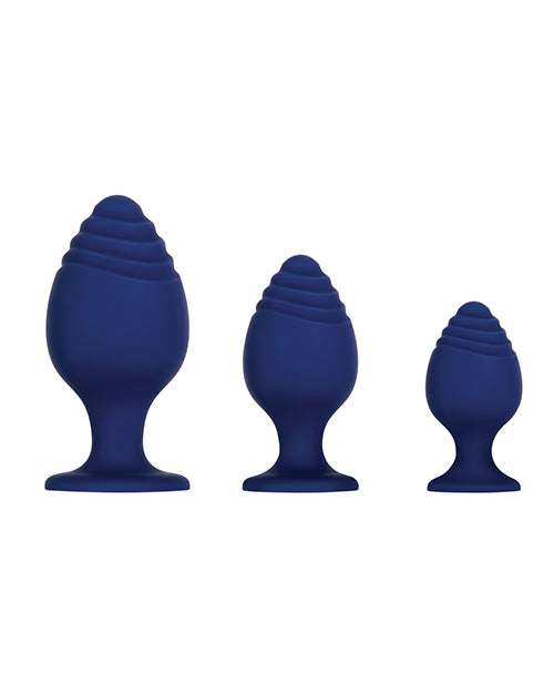 Evolved Get Your Groove On 3 Pc Silicone Anal Plug Set - Blue - LUST Depot