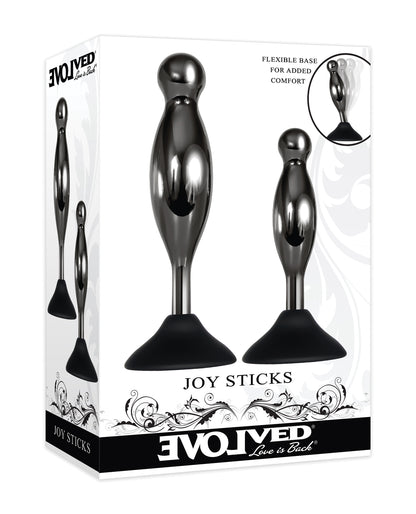 Evolved Joy Sticks 2 Pc Plug Set - Black-chrome - LUST Depot