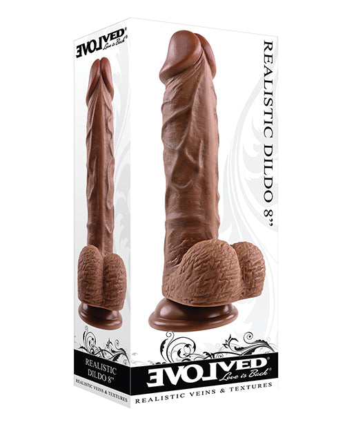 Evolved 8" Realistic Dildo W-balls - Dark - LUST Depot