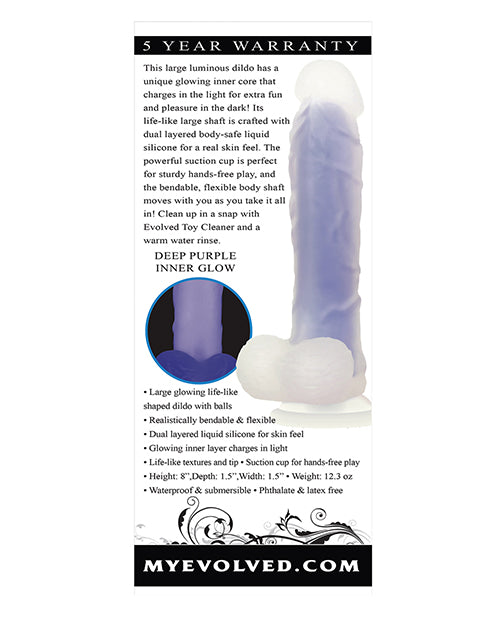 Evolved Luminous Dildo Non Vibrating - Purple - LUST Depot