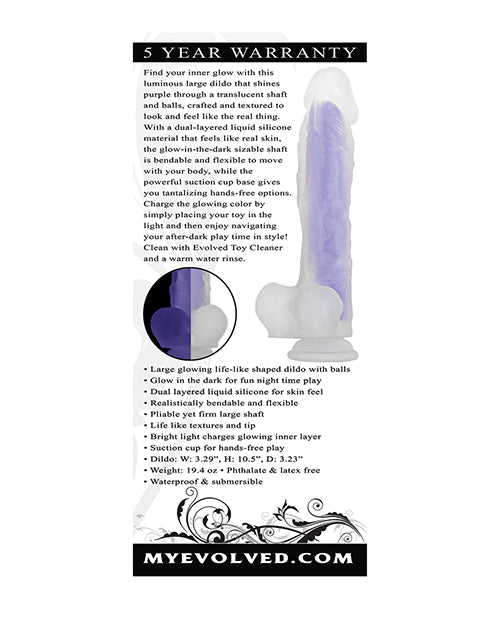 Evolved Luminous Dildo Stud Non Vibrating - Purple - LUST Depot