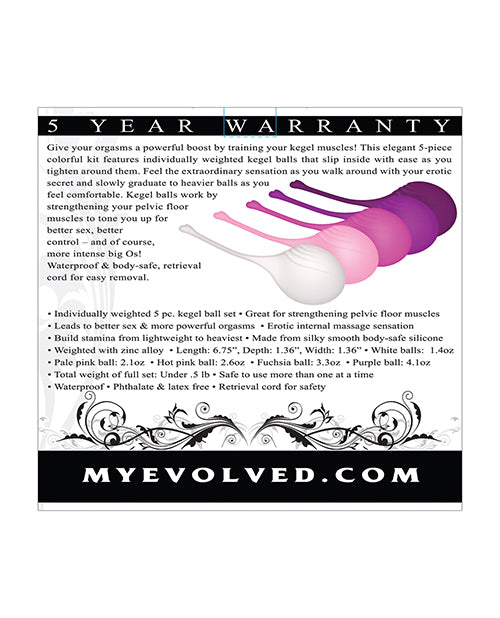 Evolved Tight & Delight 5 Pc Weighted Kegel Ball Set - Assorted Colors - LUST Depot