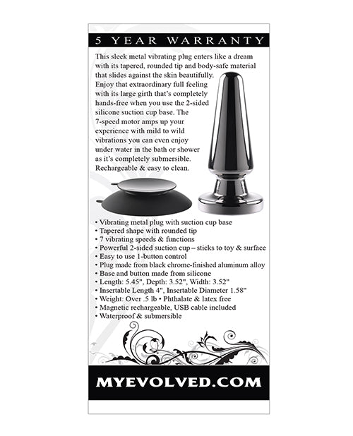 Evolved Advanced Vibrating Rechargeable Metal Plug - Black - LUST Depot