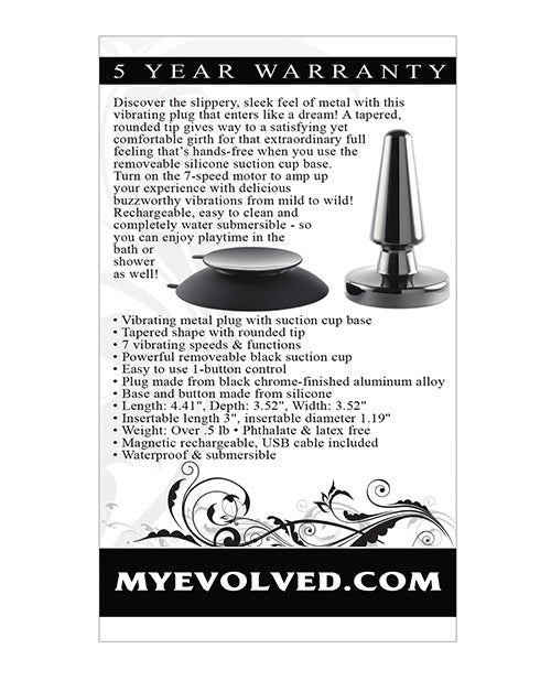 Evolved Beginner Vibrating Rechargeable Metal Plug - Black - LUST Depot