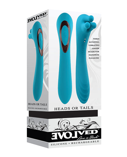 Evolved Heads Or Tails Rechargeable Vibrator - Teal - LUST Depot