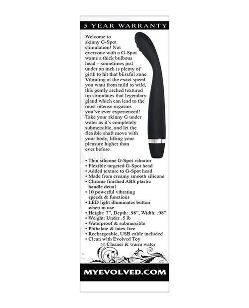 Evolved Skinny G  Silicone G Spot Vibrator - Black - LUST Depot