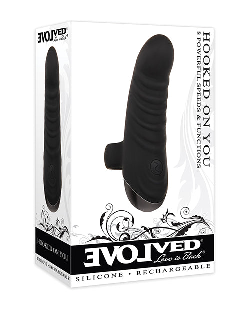 Evolved Hooked On You Curved Finger Vibrator - Black - LUST Depot