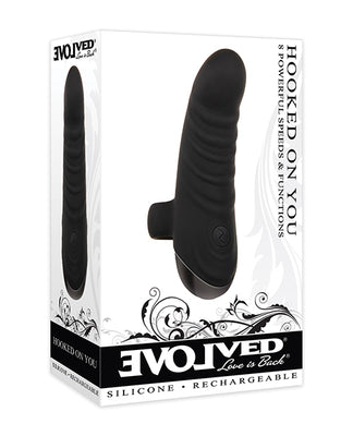 Evolved Hooked On You Curved Finger Vibrator - Black